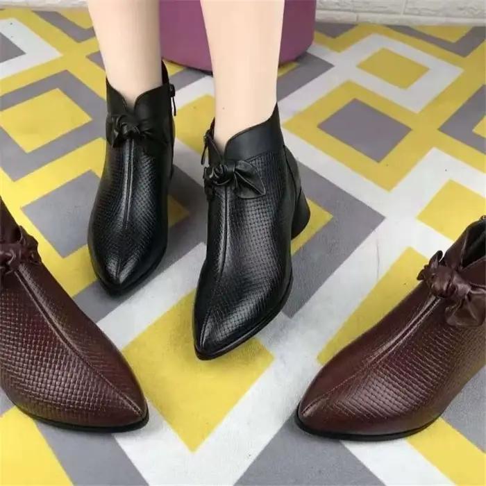 Chaussures pieds nus pour femmes, bottes courtes à la cheville, escarpins décontractés à semelles épaisses, en cuir véritable, de styliste, nouvelle collection printemps 2022
