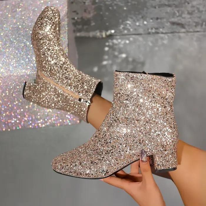 Bottines de noël à paillettes pour femmes