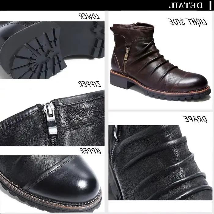 Bottes basses en cuir plissé vintage pour hommes
