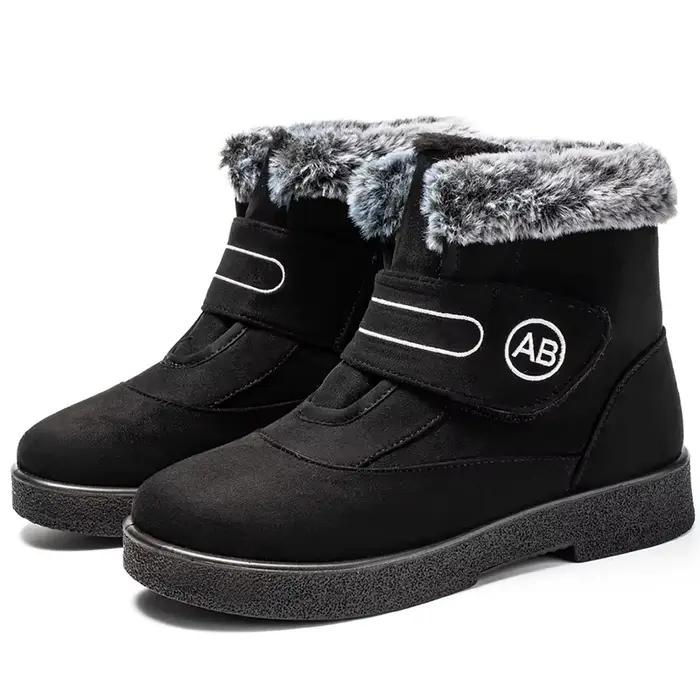 Bottines Super chaudes pour femmes, chaussures en fourrure, bottes de neige pour l'hiver, chaussures à talons bas