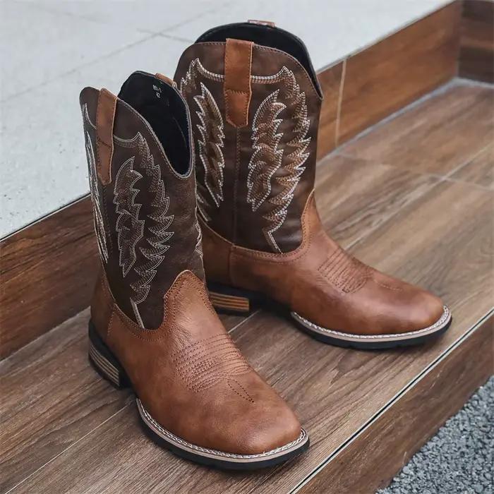 Bottes de Cowboy brodées Vintage pour hommes