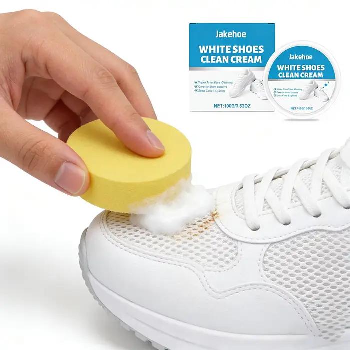 Crème nettoyante pour chaussures blanches, éliminateur de taches pour baskets, pâte de nettoyage sans eau, blanchiment, réparation, polissage, soin des chaussures en cuir et en toile, 100g