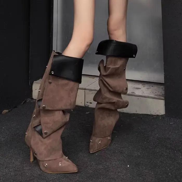 Bottes hautes de nuit sexy bout pointu pour femmes occassions spéciales hiver talons fins confortables élégantes à offrir