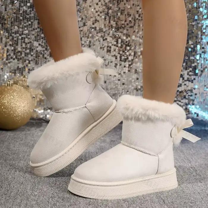 Hiver femmes chaussures bottes de neige 2026 fourrure fond plat anti-dérapant chaud coton bottes mode chaud en peluche bottines Botas Mujer