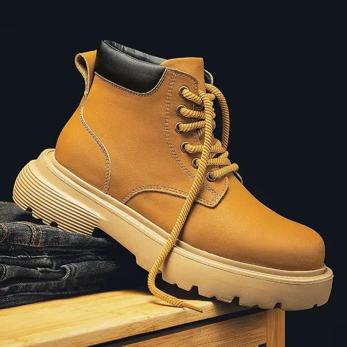 Bottes hommes bottes hautes hommes chaussures en cuir hiver mode peluche chaussures chaudes baskets d'extérieur à lacets bottines antidérapantes mâle