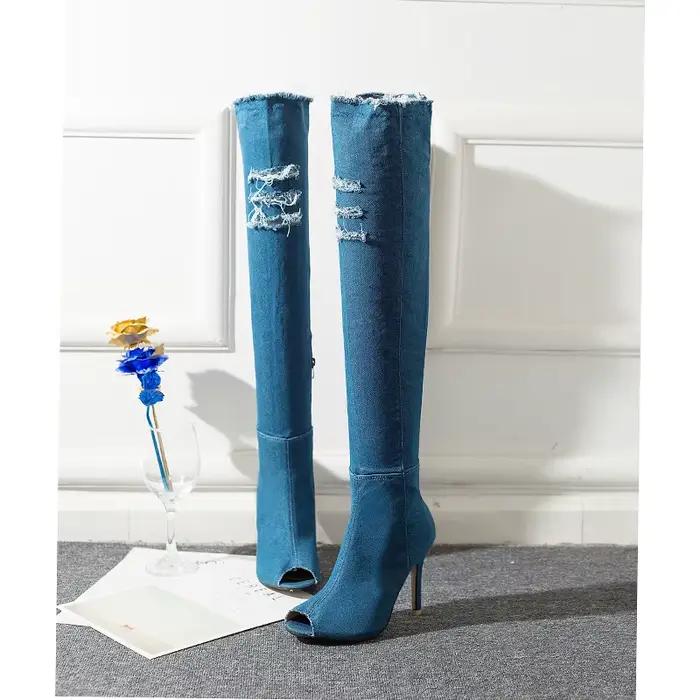 Bottes de cowboy à talons aiguilles minces pour femmes