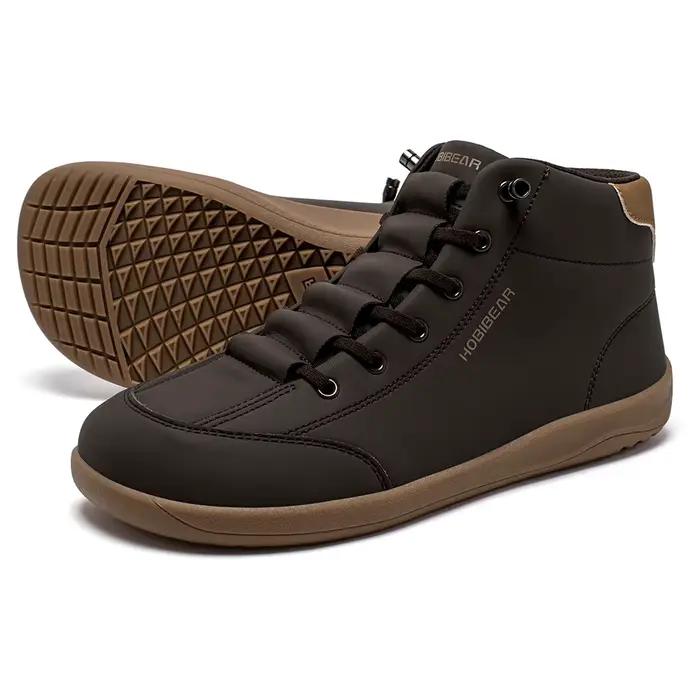 HOBIBEAR chaussures mi-hautes pieds nus unisexe bout large bottines minimalistes en cuir artificiel extérieur baskets antidérapantes