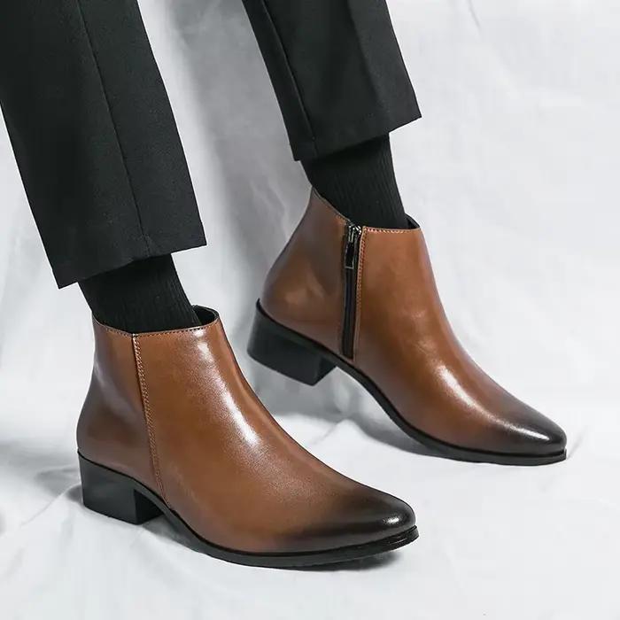 Bottines classiques en cuir noir pour hommes et femmes