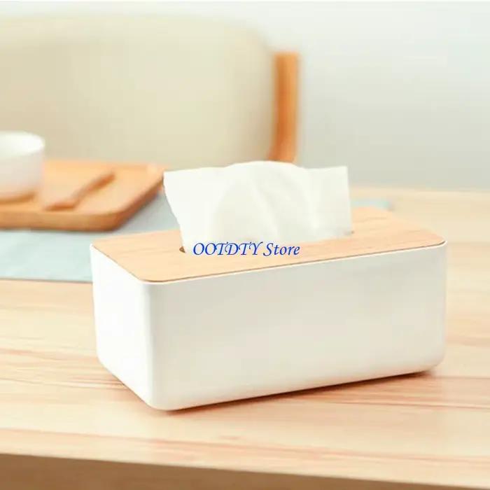 Distributeur boîte à mouchoirs 367A, couvercle en bois, support rangement papier, serviette pour organisateur caisse