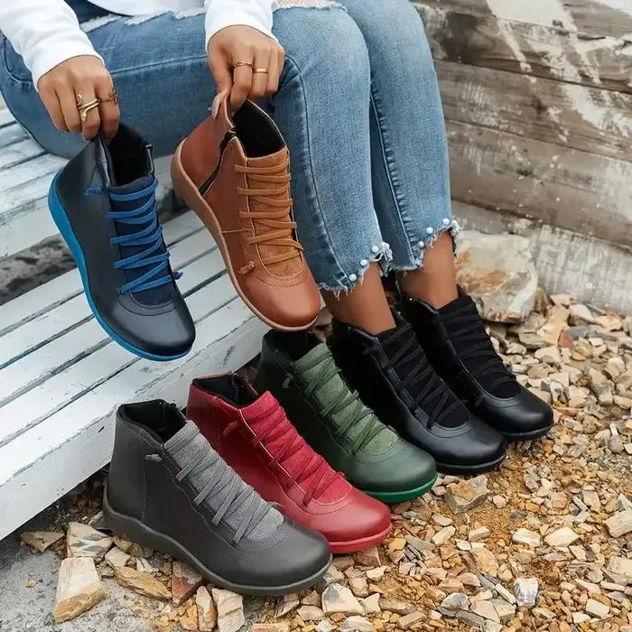 Femmes bottes hiver plat court Vintage confortable