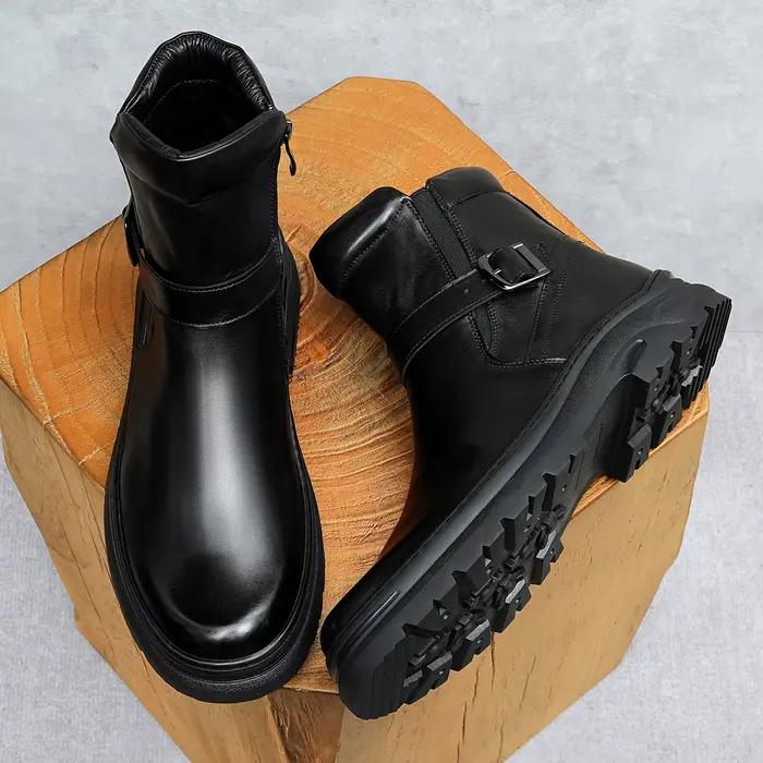 Bottes hautes pour hommes, Style britannique, en cuir fait à la main, grande taille, chaussures confortables et décontractées
