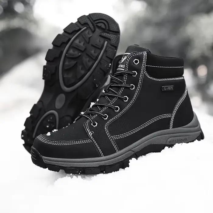 Bottines jaunes chaussures de Cowboy neige fourrure chaude baskets rembourré Trekking noir imperméable en cuir hommes chaussure de randonnée hiver été