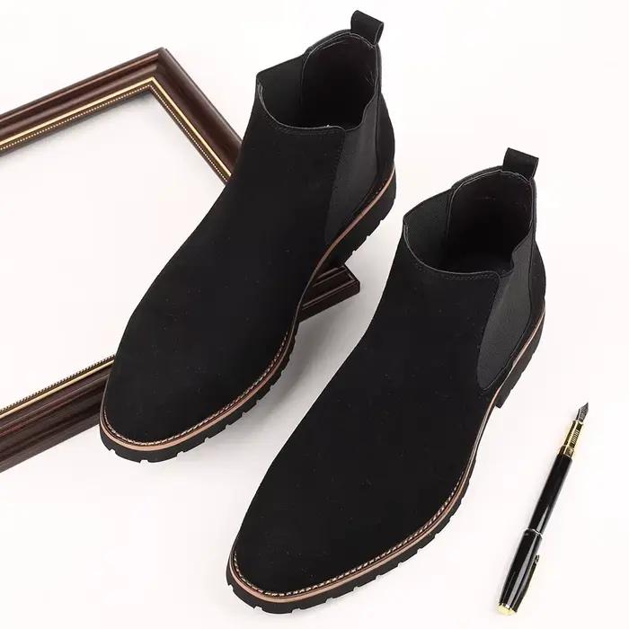 Bottes de rinçage en cuir pour hommes, nouvelles chaussures décontractées pour hommes, bottes à manches noires, chaussures de mariage hautes pour hommes, mode en plein air