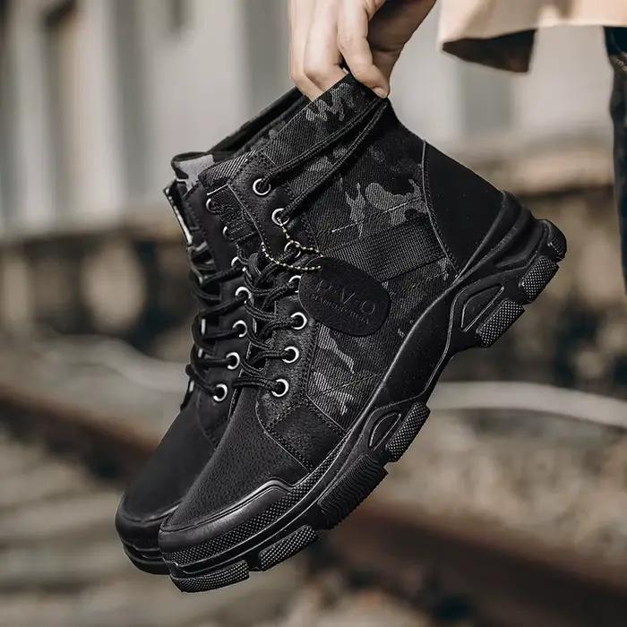 Bottes tactiques chaudes pour hommes doublées de polaire et épaissies bottes pour hommes chaussures de sport décontractées bottes élégantes et résistantes