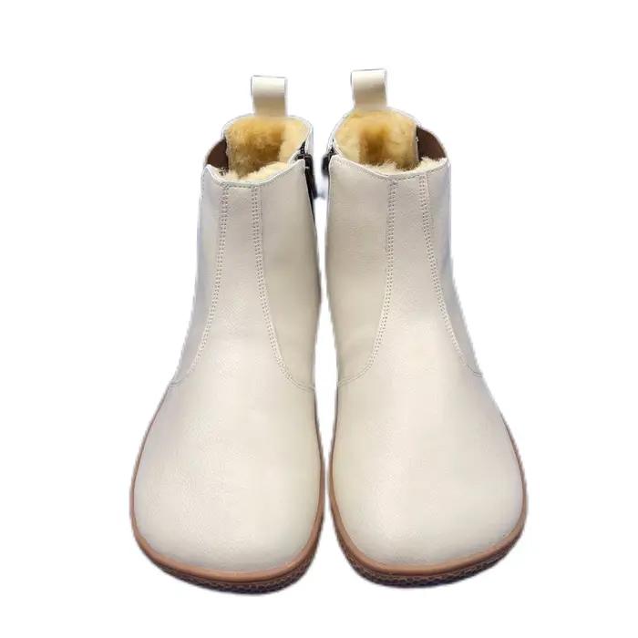 Tipsietoes bottes d'hiver en cuir véritable Chelsea pieds nus de marque supérieure avec doublure et semelle intérieure en vraie fourrure naturelle chaude pour les femmes