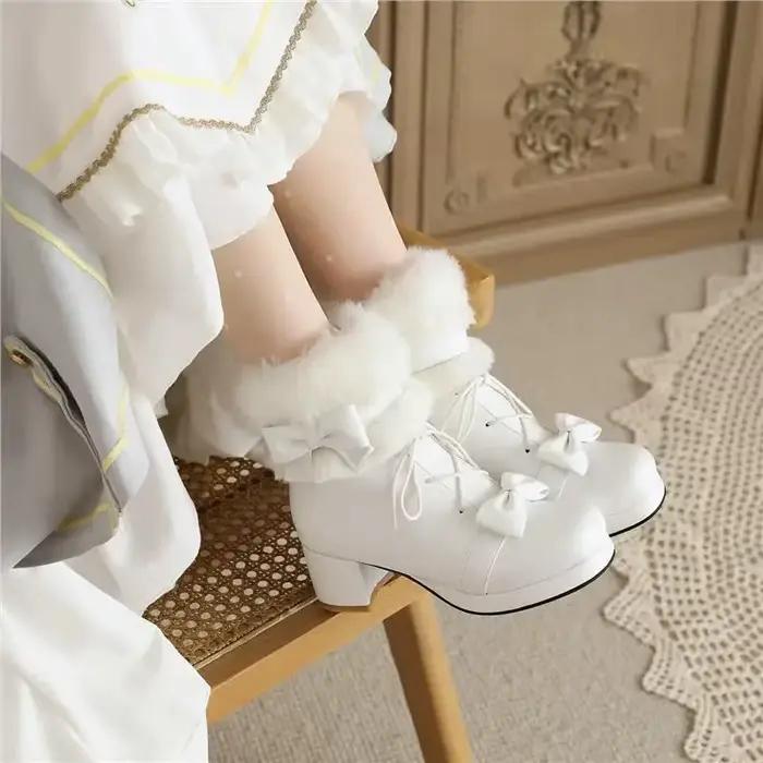 Bottines de luxe à nœud Lolita pour femmes