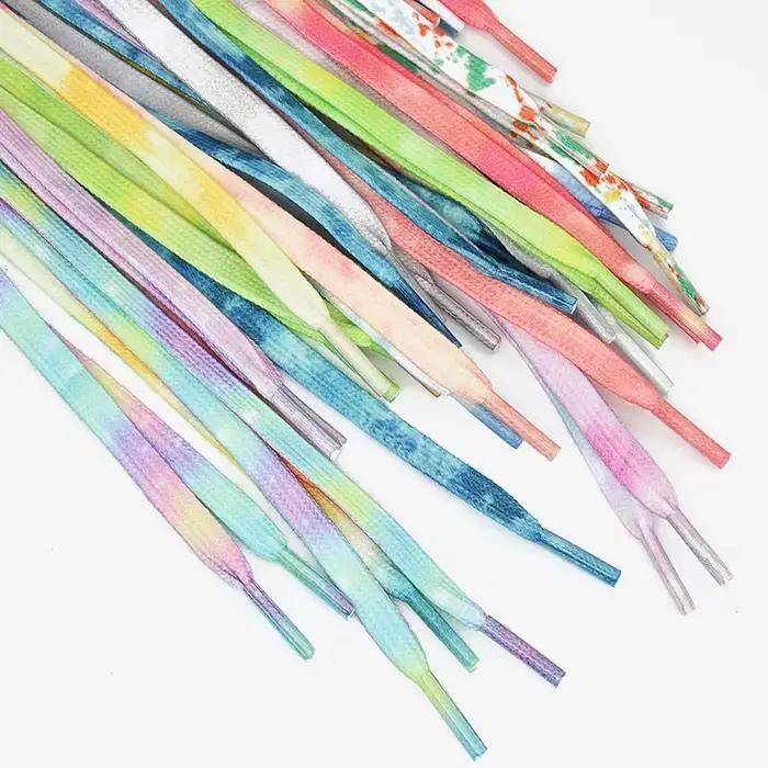 Lacets à teinture par nouage couleurs dégradées pour chaussures de sport bottes baskets patins