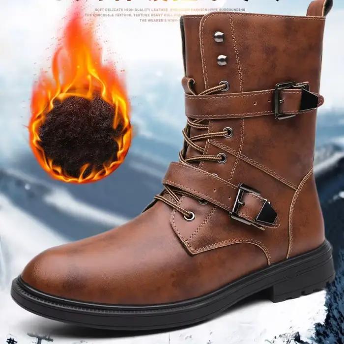 Bottes gothiques en cuir véritable pour hommes
