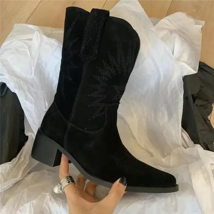 Bottes Western à Fleurs Brodées pour Femme