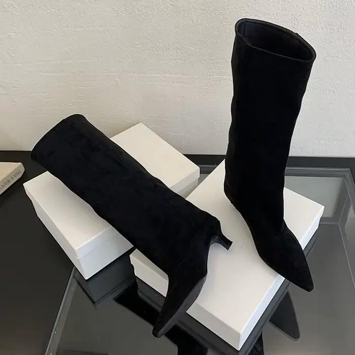 Liyke automne hiver Sexy femmes bottes hautes Style De rue bout pointu mince talons bas Cowboy dames chaussures longues Botas De Mujer