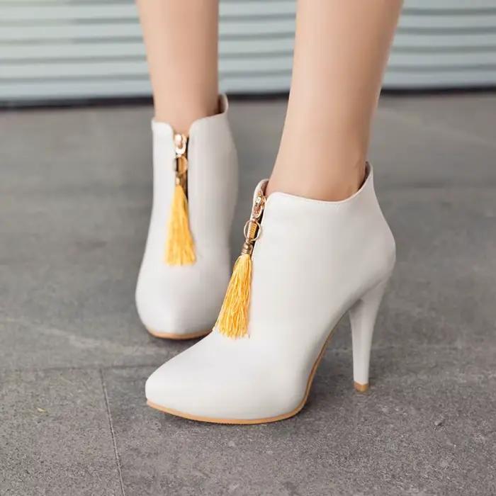 BLXQPYT bottines femmes Super grande taille 50 mode gland talons hauts bout pointu polyvalent automne hiver bottes courtes T2-1