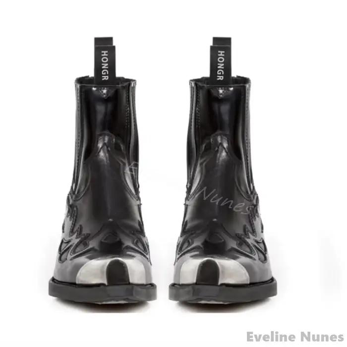 Bottines Chelsea rétro à tête de fer et fond épais pour femmes