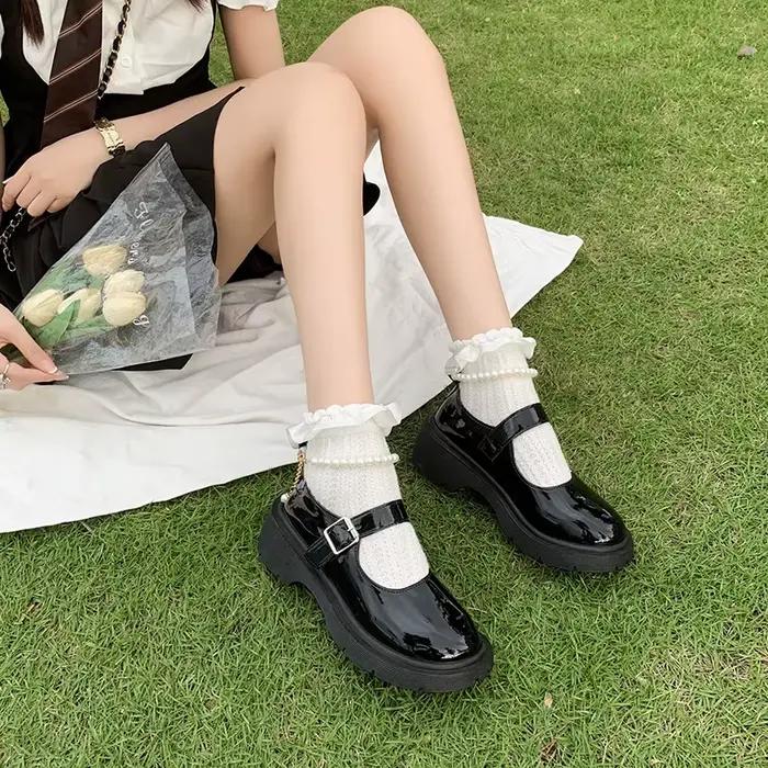 Chaussures de luxe en cuir Mary Jane pour femmes, chaussures de marche confortables et élégantes, plates et noires, mode printemps/automne