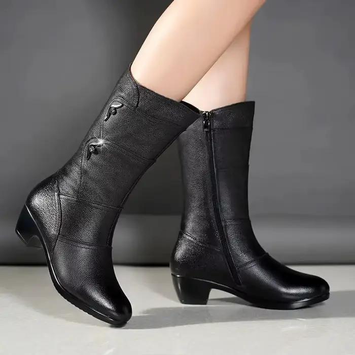 2025 hiver grande taille bottes antidérapantes laine épaisse chaud mode bottes moyennes en plein air femme bottes de neige chaussures à semelles compensées pour les femmes