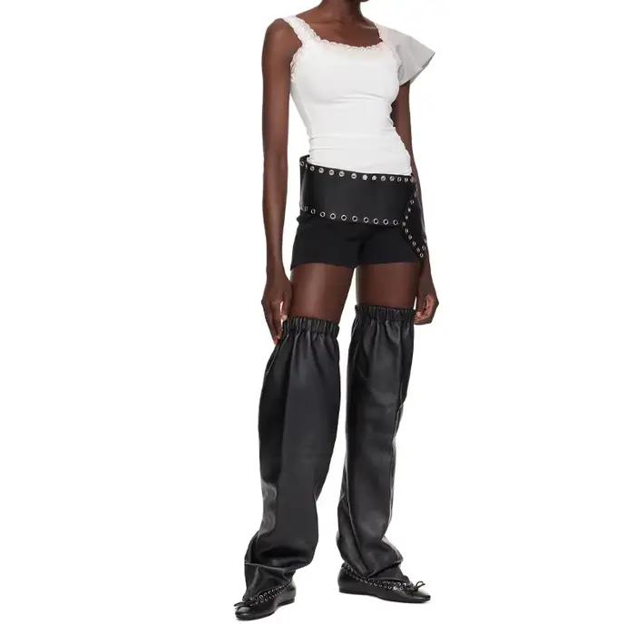 Bottes d'hiver cuissardes hautes noir taille 35-43 2025 femmes rétro Tube