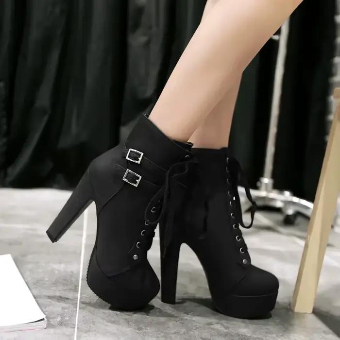 Populaire européen américain cerclage femmes botte mode bottine à talons hauts