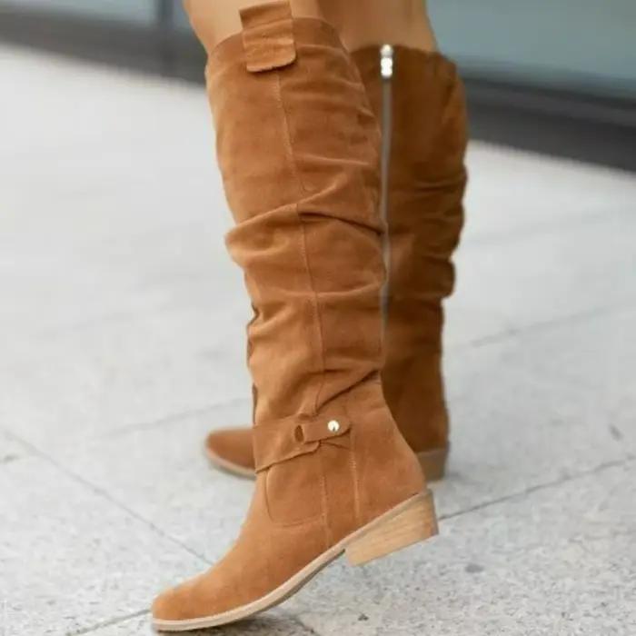 Bottes femme daim mi-mollet