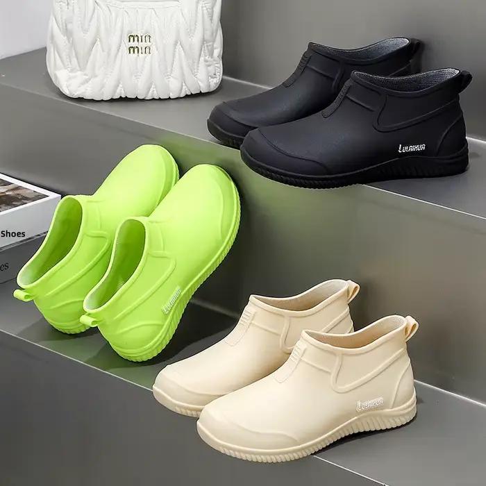 Bottes de pluie courtes pour femmes antidérapantes imperméables style décontracté couleur unie pour automne hiver travail cuisine