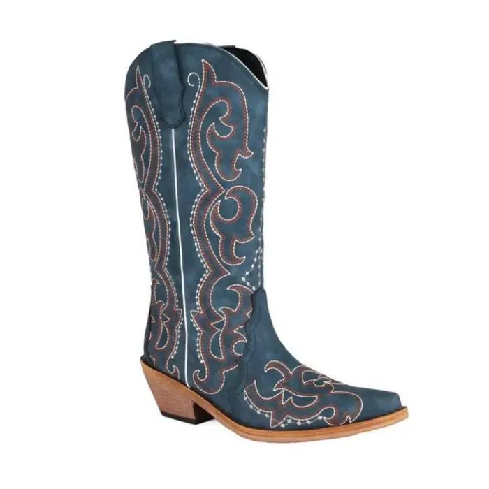 Bottes de Cowgirl bleues confortables pour femmes