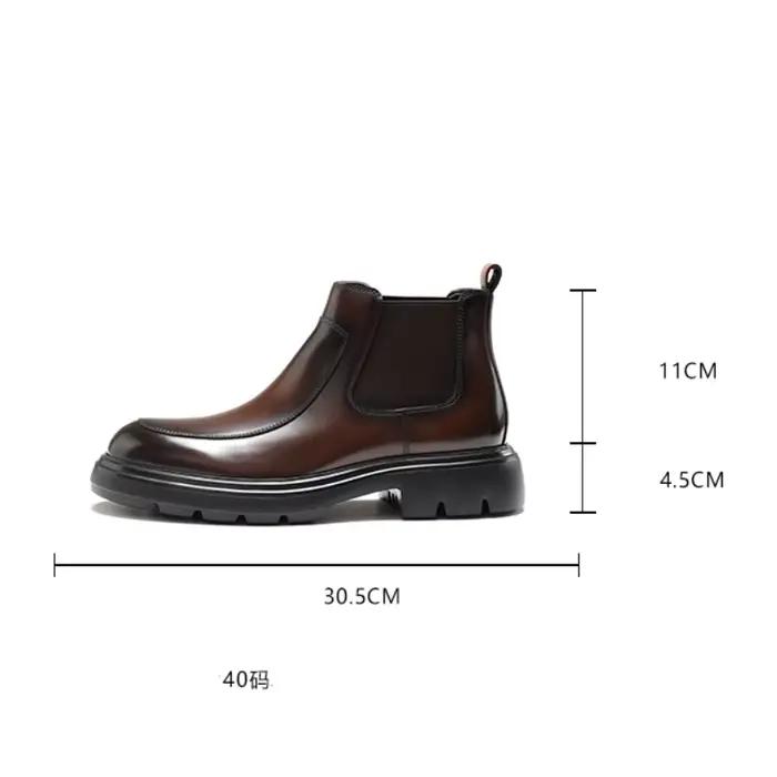 Bottes Chelsea en cuir véritable pour homme, bout rond, semelle épaisse, style concis, printemps automne, ajustement parfait, confortable et élégant