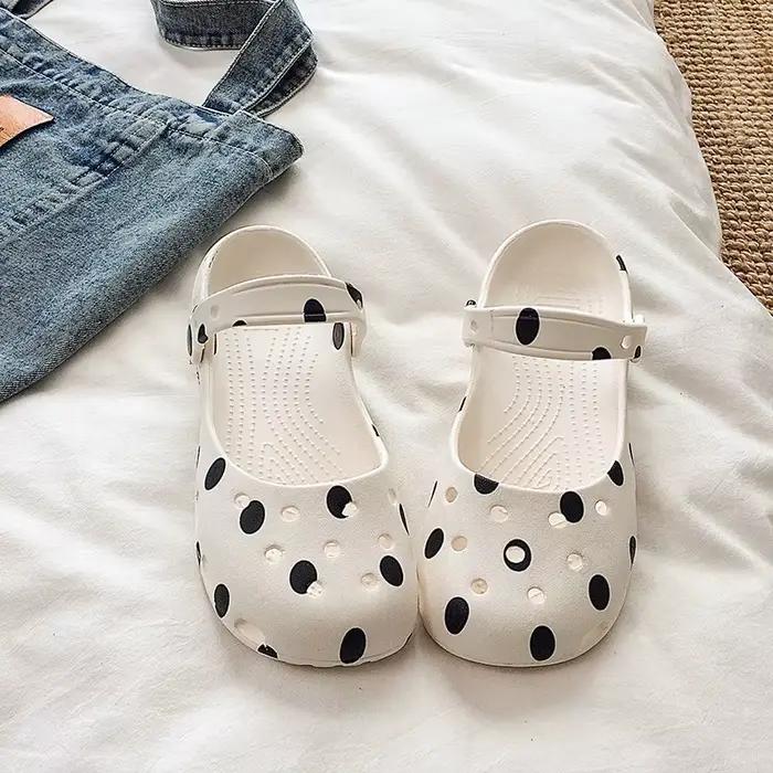 Chaussons Mary Jane à pois pour femme, nouvelle collection été 2026, semelle épaisse antidérapante et respirante, pour la maison