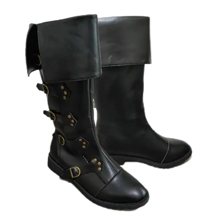 Bottes Steampunk Médiévales pour Hommes 2026 – Chaussures de Cosplay Halloween Renaissance, Carnaval et Scène, pour Costumes de Jeu de Rôle