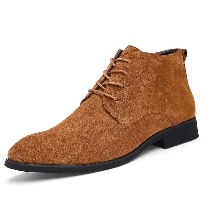 Bottes d'hiver chaudes en daim pour hommes