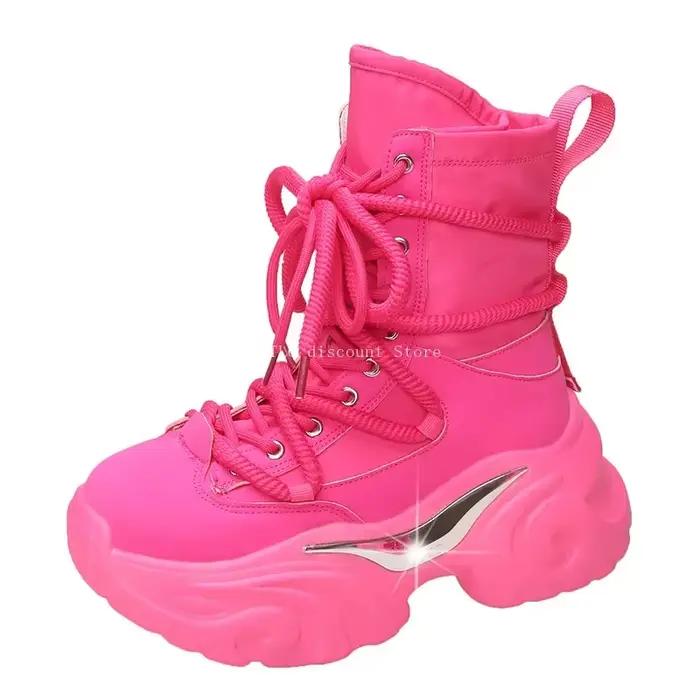 Bottes à plateforme rose pour femmes