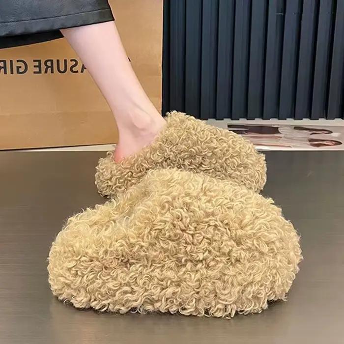 Hiver 2025 mode chaussures pour femmes confortable en peluche velours chaud moelleux pantoufles maison antidérapant