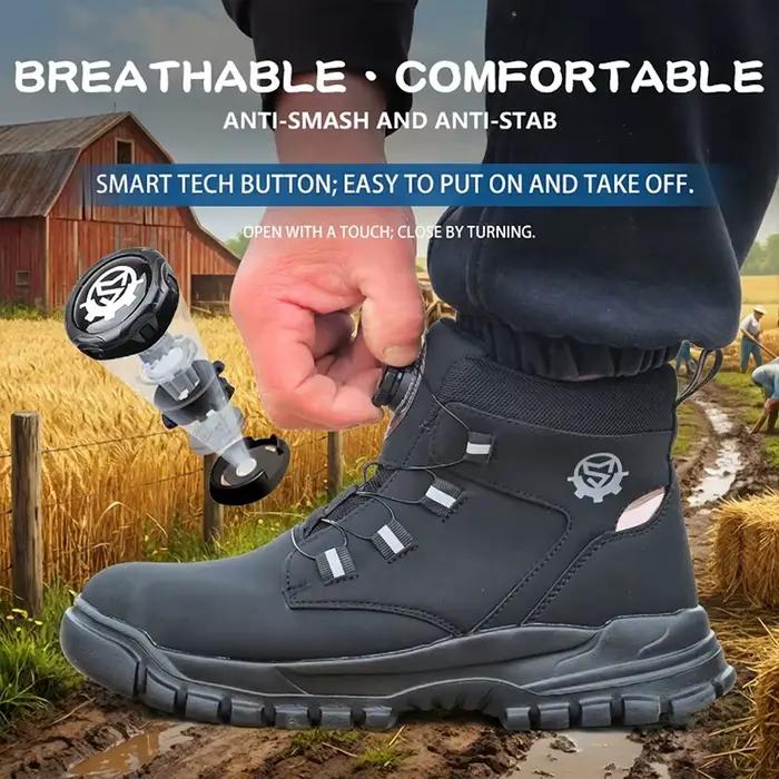 Bottes de sécurité montantes pour travaux de jardinage, anti-écrasement, anti-perforation, avec boucle rotative et embout en acier, chaussures de protection