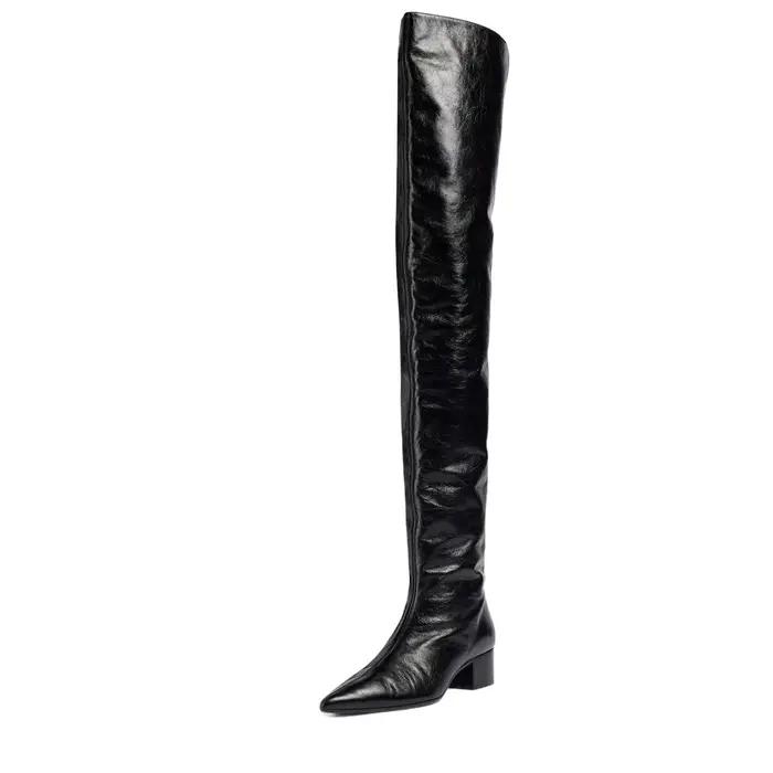 Arden Furtado Noir Bottes au dessus du genou Bout pointu Slip-on Talon moyen