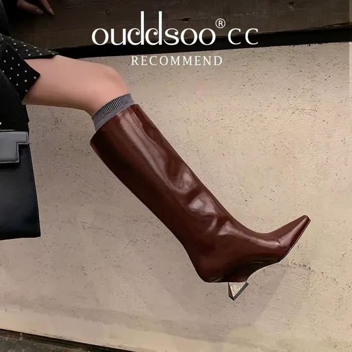 Ods femmes mi-mollet bottes hautes élégant chaton talon chaussures printemps automne