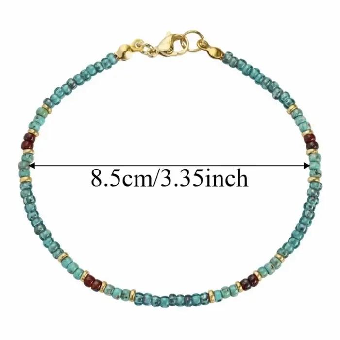 Bracelet de cheville artisanal de qualité en turquoise perlée, réglable, avec revêtement Picasso, bijou de pied bohème, teinte turquoise vibrante, esthétique délicate