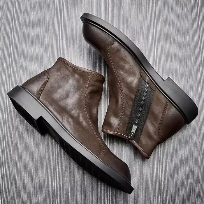 Bottes rétro en cuir pour hommes