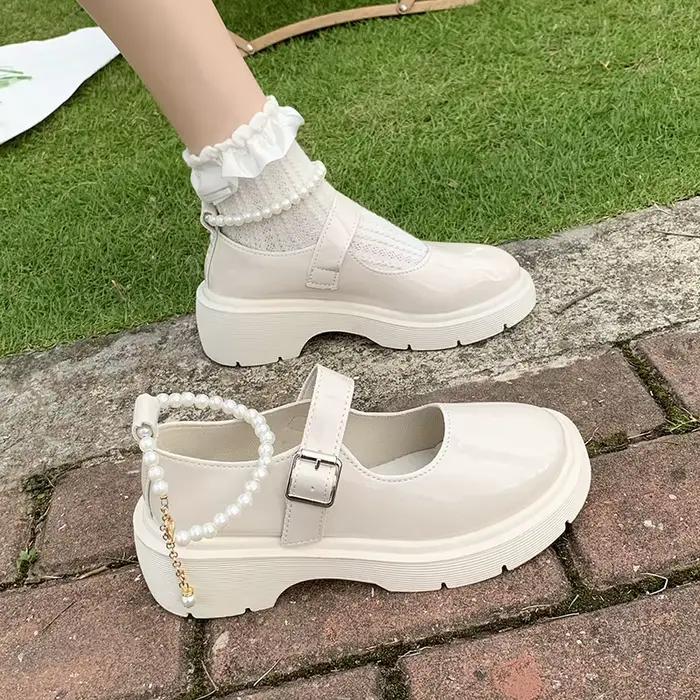 Chaussures de luxe en cuir Mary Jane pour femmes, chaussures de marche confortables et élégantes, plates et noires, mode printemps/automne