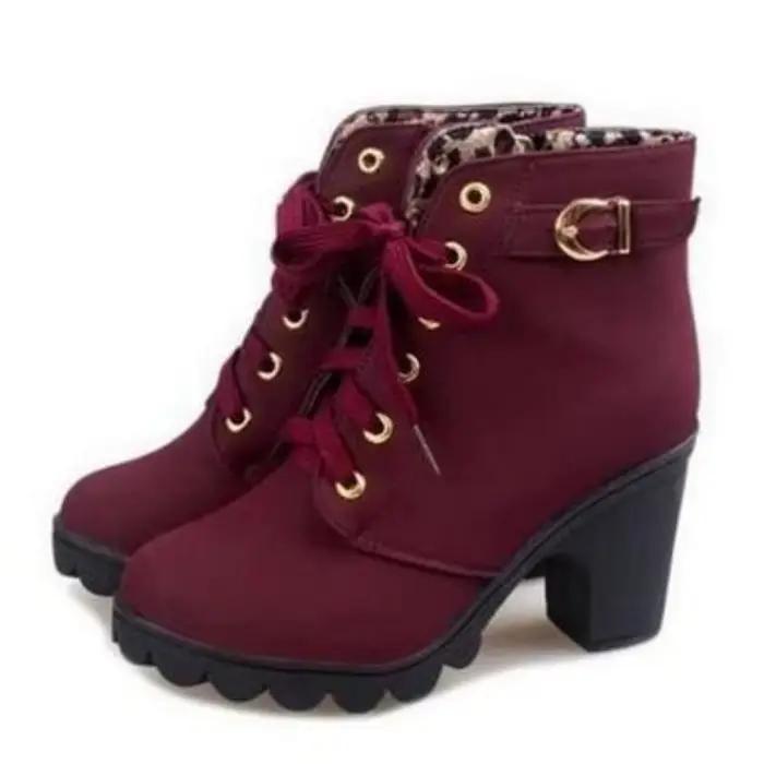 2025 nouveau printemps hiver à la mode polyvalent femmes bottes à lacets à la mode polyvalent dames chaussures confortables talons hauts bottes