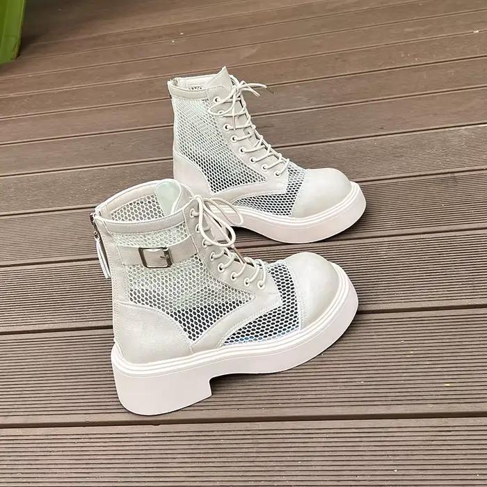 Nouvelles bottes montantes en résille style romain pour femmes polyvalentes et décontractées pour l'été occassions spéciales et tenues décontractées