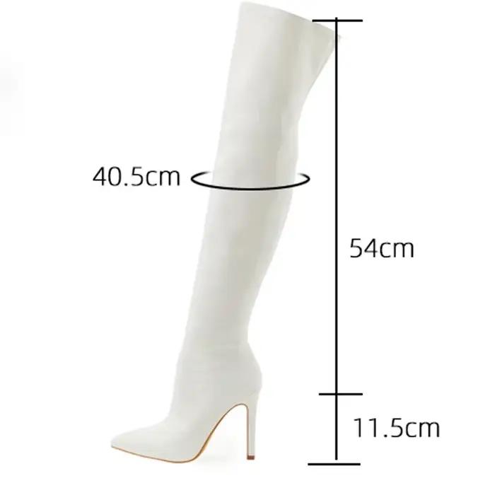 Aneikeh mode bout pointu sur le genou bottes talons aiguilles femmes strip-teaseuses dames chaussure pôle danse longue Botas De Mujer