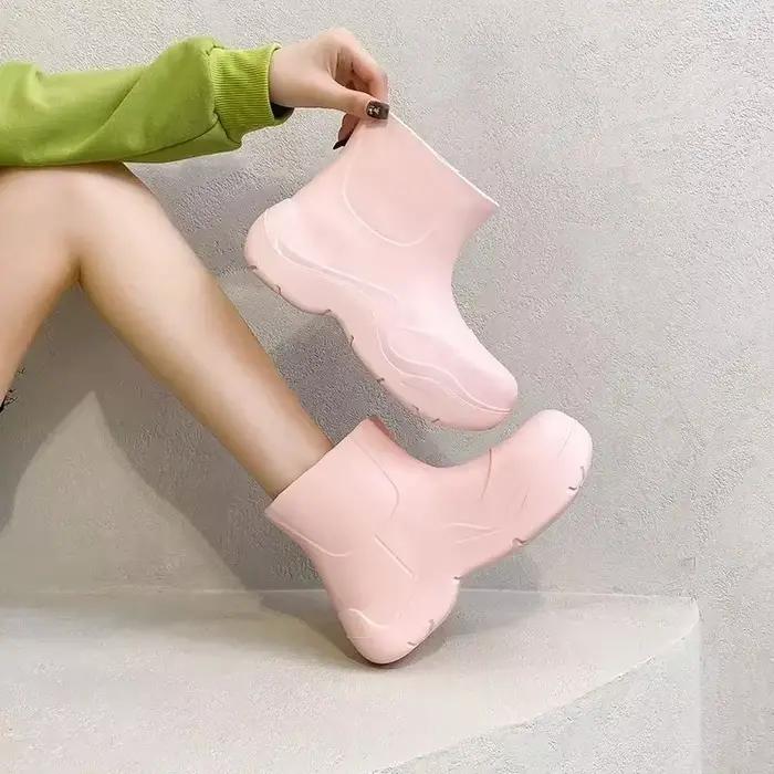 Bottes de pluie minimalistes de couleur unie pour femmes