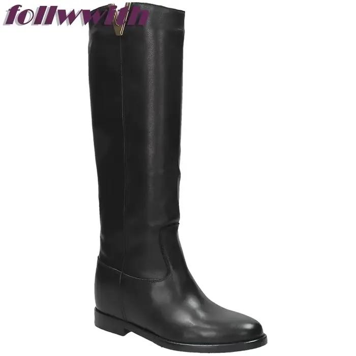 Bottes en cuir noires punk pour femmes occasionnels de soirée et de quotidien